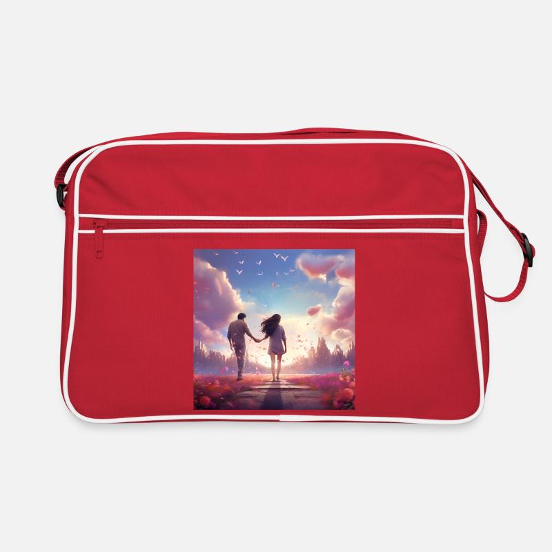 Chemin du soir de l’amour - Sac Retro - rouge/blanc