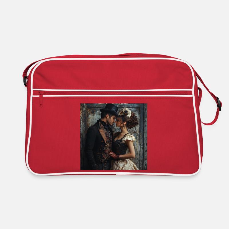 Viktorianische Maskenromantik - Retro Tasche - Rot/Weiß