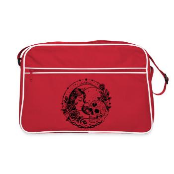 Gothic Moon Goddess Skull Rose Design - Retro Bag - red/white - Front