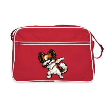 Dabbing Butterfly Dog - Retro Bag - red/white - Front