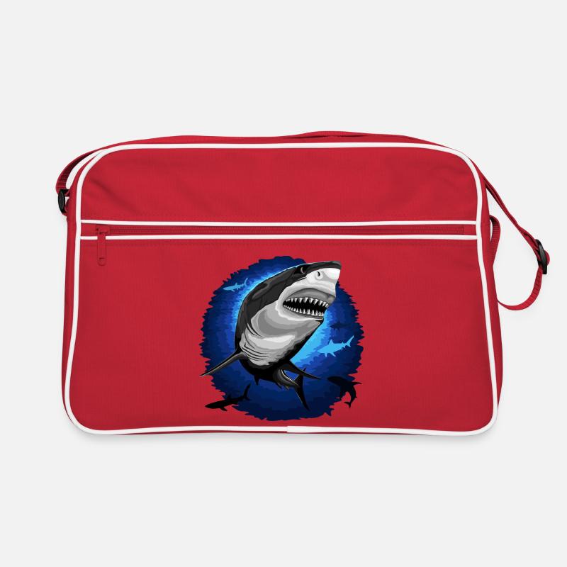 Shark Attack jaws on Deep Blue Ocean Retro Bag