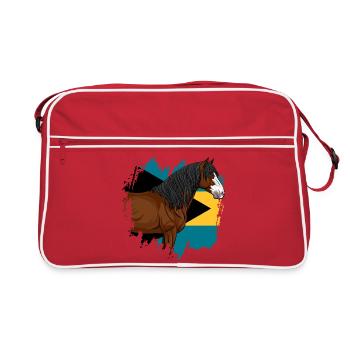 Der Kopf des Abaco-Pferdes und die Flagge der Bahamas - Retro Tasche - Rot/Weiß - Vorne