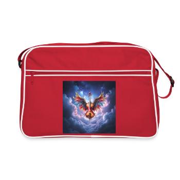 Violon ailé dans des nuages arc-en-ciel - Sac Retro - rouge/blanc - Devant