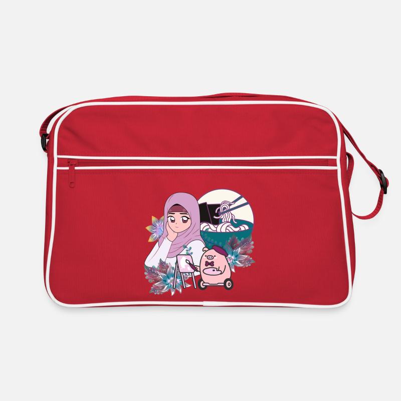 Mangaka, Ramen et Cochon en fauteuil roulant Sac Retro