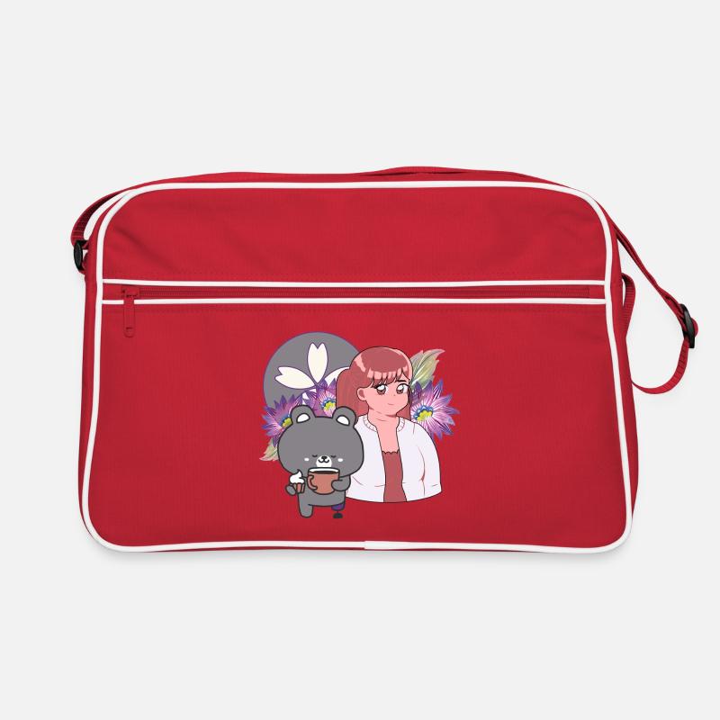 Café douillet et ours mignon avec une jambe prothétique Sac Retro