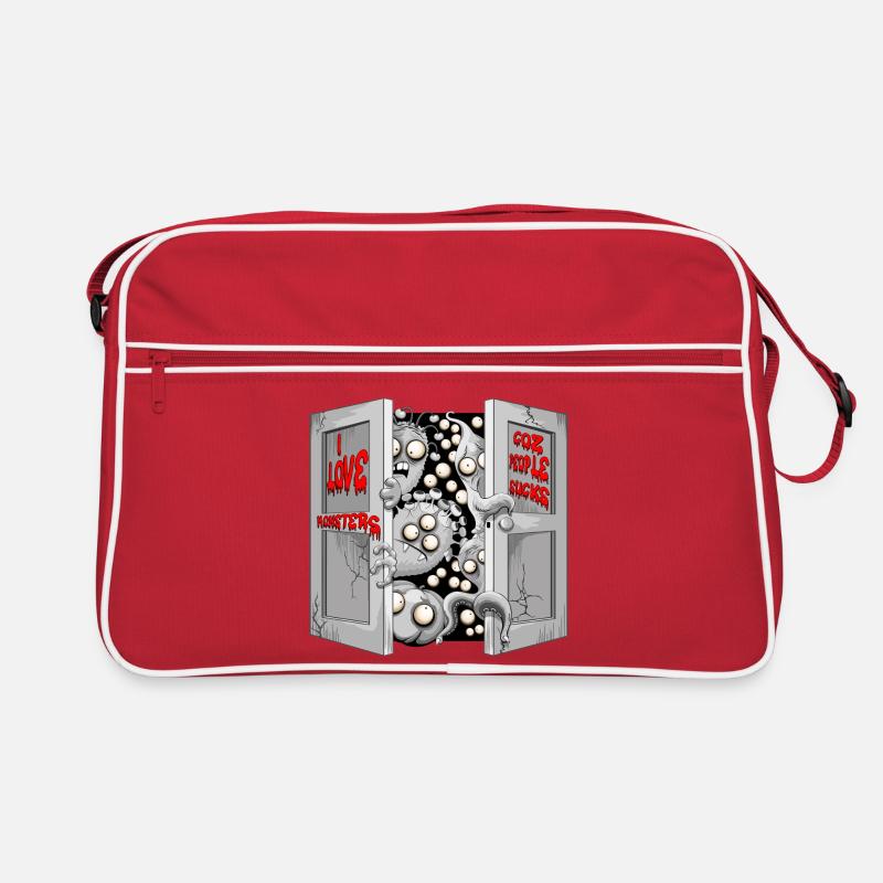 J’adore les monstres parce que les gens sont nuls - Sac Retro - rouge/blanc