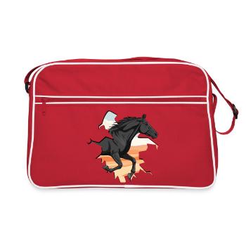 Un cheval Abaga au galop qui traverse un mur - Sac Retro - rouge/blanc - Devant