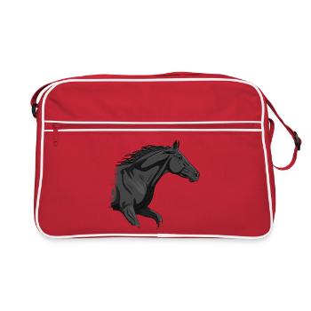 The head of a galloping black horse - Retro Bag - red/white - Front