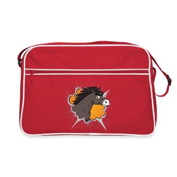Die Karikatur des Kopfes eines Abaga-Pferdes - Retro Tasche - Rot/Weiß - Vorne