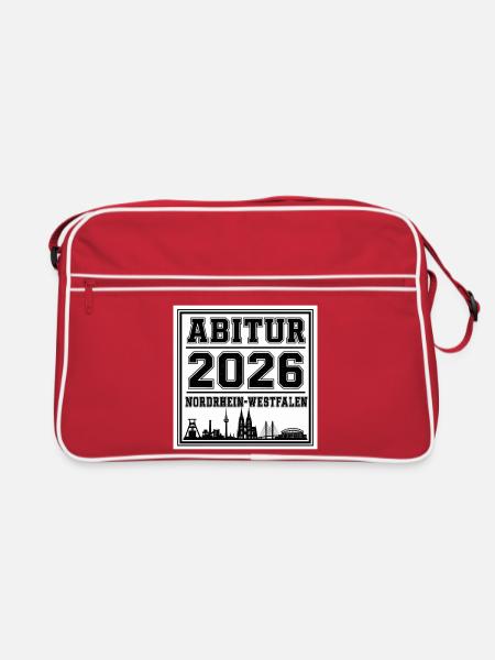 Abitur-2026-NRW - Retro Tasche - Rot/Weiß