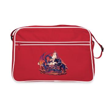 Drachenkampf im Felsrot im Ering vor Matterhorn - Retro Tasche - Rot/Weiß - Vorne