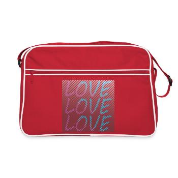 Gradient Love lettering on stripes - Retro Bag - red/white - Front