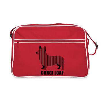 Corgi Loaf – Minimalist linear silhouette Hund - Retro Tasche - Rot/Weiß - Vorne