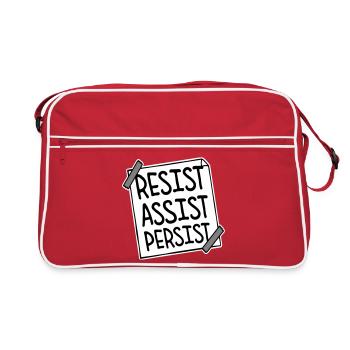 Resist Assist Persist Activism Motivation Logo - Retro Bag - red/white - Front