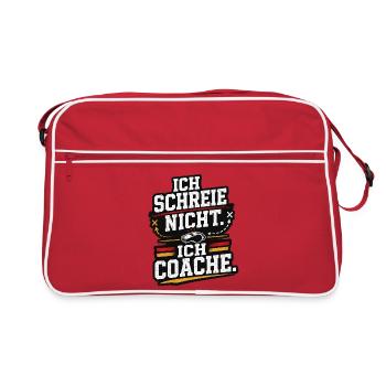 Ich schreie nicht ich coache Fussball Trainer - Retro Tasche - Rot/Weiß - Vorne