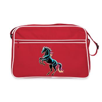 Cheval Néon Lumière Glitch Style Rétro - Sac Retro - rouge/blanc - Devant