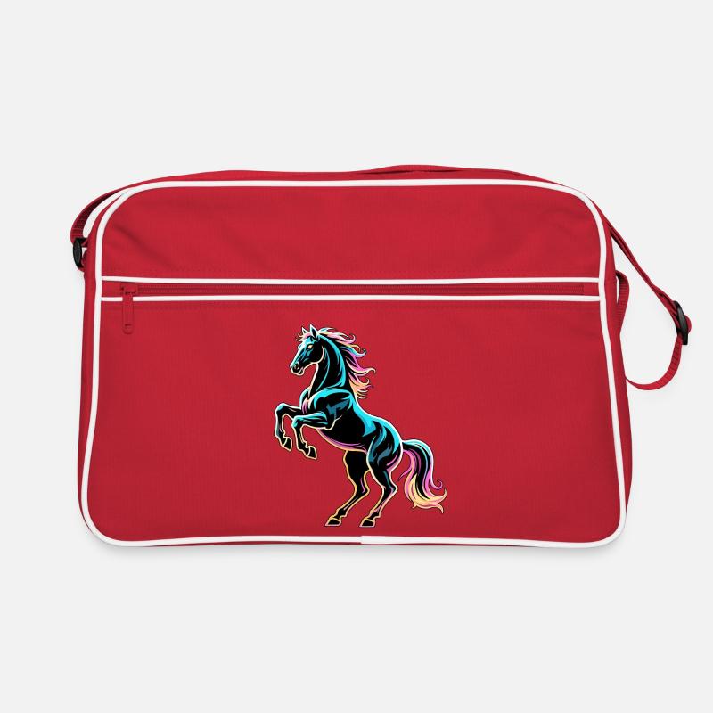 Cheval Néon Lumière Glitch Style Rétro - Sac Retro - rouge/blanc