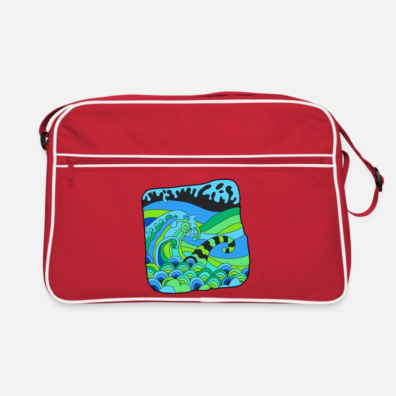 Green Deco Waves Retro Bag