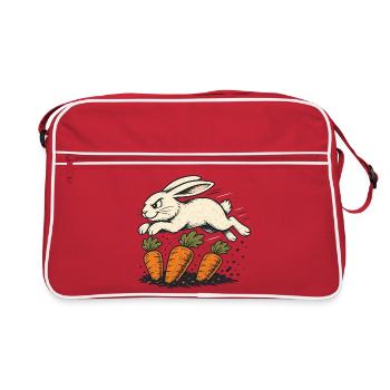 Springender Hase mit Karotten - Retro Tasche - Rot/Weiß - Vorne