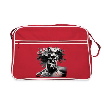Hades Schädel Mythos Portrait - Retro Tasche - Rot/Weiß - Vorne