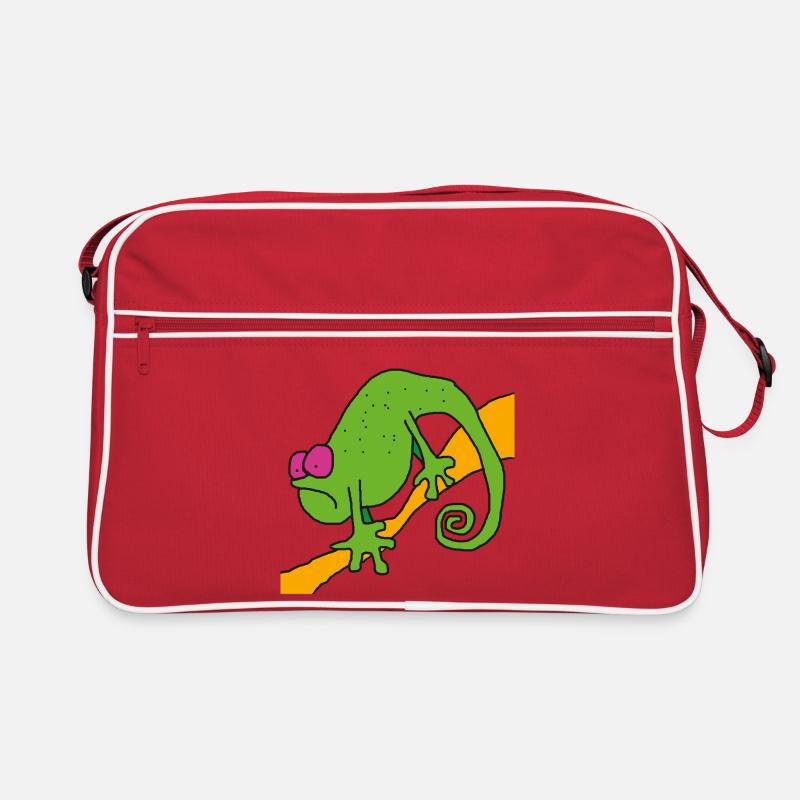 Chamaeleon am Ast – bunte Pop-Illustration Retro Tasche