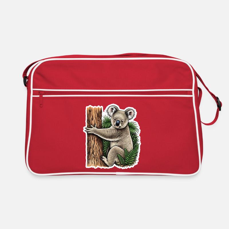 Koala auf dem Baum - Retro Tasche - Rot/Weiß