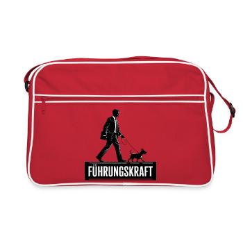  FÜHRUNGSKRAFT Business Mann Mit Hund Lustiges - Retro Tasche - Rot/Weiß - Vorne