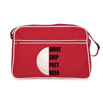 Drive Chip Putt Beer – Golf Slogan - Sac Retro - rouge/blanc - Devant