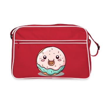 Joli donut avec un visage - Sac Retro - rouge/blanc - Devant