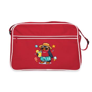 Summer penguin with drink - Retro Bag - red/white - Front