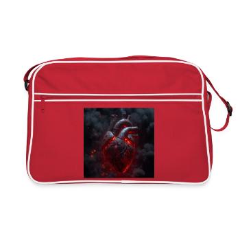 Cyberpunk Heart – Mechanical Biomechanics - Retro Bag - red/white - Front
