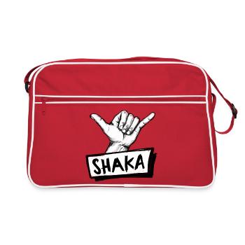 Signe de salutation Shaka Surf sur blanc – Illustration - Sac Retro - rouge/blanc - Devant