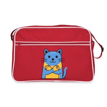 Cat Cuddly Cat Blue-Orange Hug - Retro Bag - red/white - Front