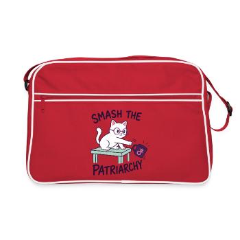 Féministe Chat - Détruire le Patriarcat - Sac Retro - rouge/blanc - Devant