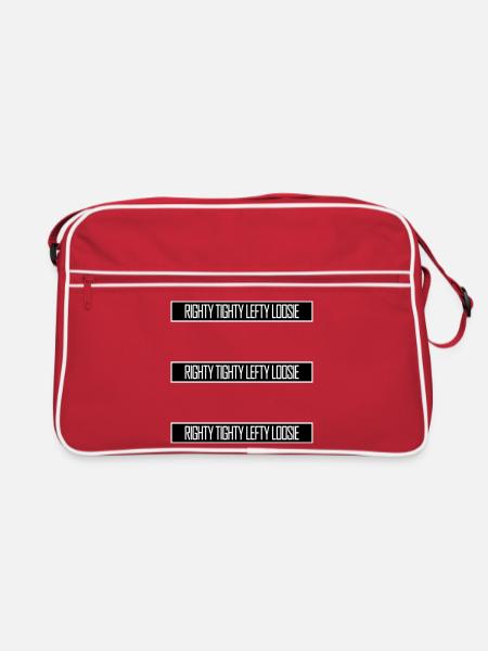 Righty Tighty Lefty Loosie Funny DIY Logo - Retro Bag - red/white - Front