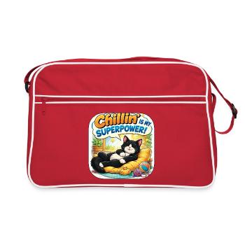 Chillin est mon chat super-pouvoir - Sac Retro - rouge/blanc - Devant