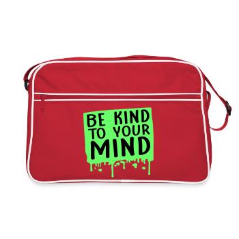 Soyez gentil avec votre esprit Logo drôle de santé mentale - Sac Retro - rouge/blanc - Devant