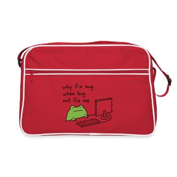 Why Fix Bug Funny Programmer Frog Meme - Retro Bag - red/white - Front
