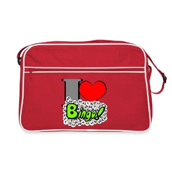 Bingo Herz Neon Illustration - Retro Tasche - Rot/Weiß - Vorne