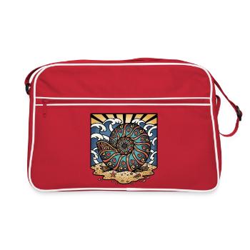Ammonite Nautilus Beach Ocean Shell Retro - Retro Bag - red/white - Front