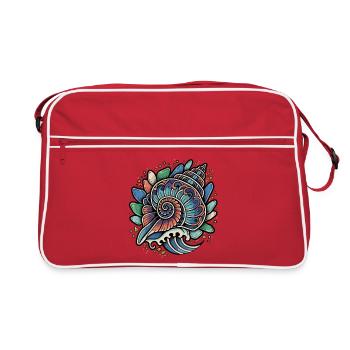 Nautilus Shell Spiral Ocean Wave Retro - Retro Bag - red/white - Front