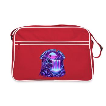 Synthwave Dream: Neon Waterfall und die 80er - Retro Tasche - Rot/Weiß - Vorne