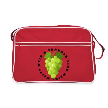 Grüne Trauben - Weintrauben - Retro Tasche - Rot/Weiß - Vorne