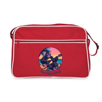 Gorillaxing Urlaub mit Gitarre und Cocktail  - Retro Tasche - Rot/Weiß - Vorne