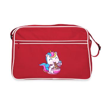 Pastell-Einhorn-Ramen-Bowl - Retro Tasche - Rot/Weiß - Vorne