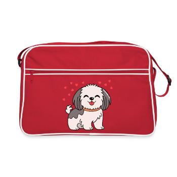Hearty Havanese (Comic/white-grey) - Retro Bag - red/white - Front
