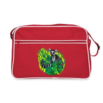 Ring-tailed lemur in the jungle, tropical motifs - Retro Bag - red/white - Front
