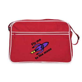 Bitcoin Rakete Violett - Retro Tasche - Rot/Weiß - Vorne