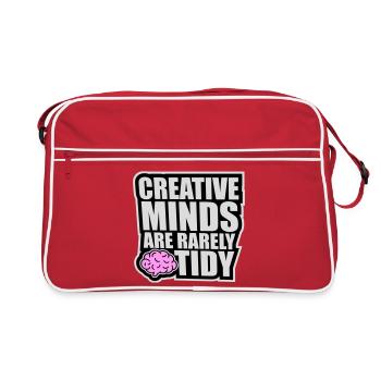 Creative Minds Are Rarely Tidy Funny Creative Logo - Retro Bag - red/white - Front