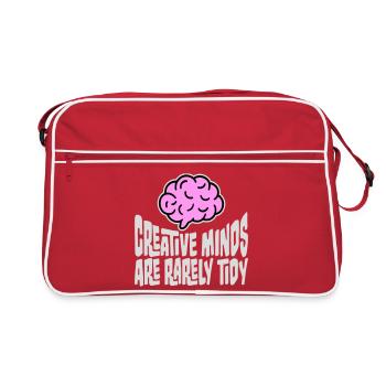 Creative Minds Are Rarely Tidy Funny Creative Logo - Retro Bag - red/white - Front